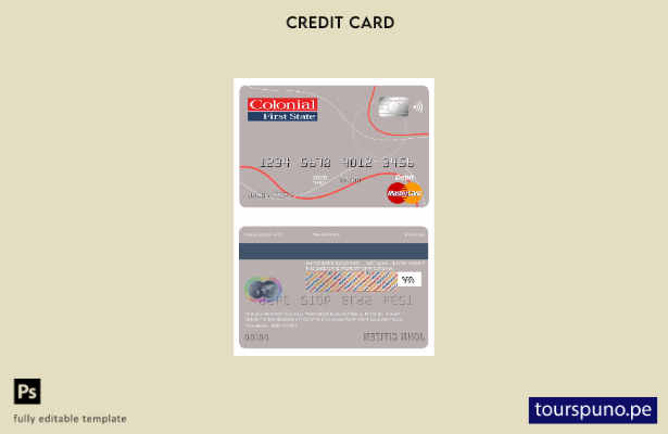 lista para imprimir plantilla de tarjeta mastercard de Australia Colonial First 